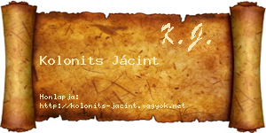Kolonits Jácint névjegykártya