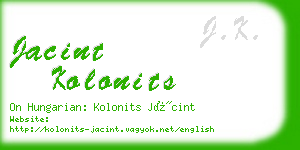 jacint kolonits business card